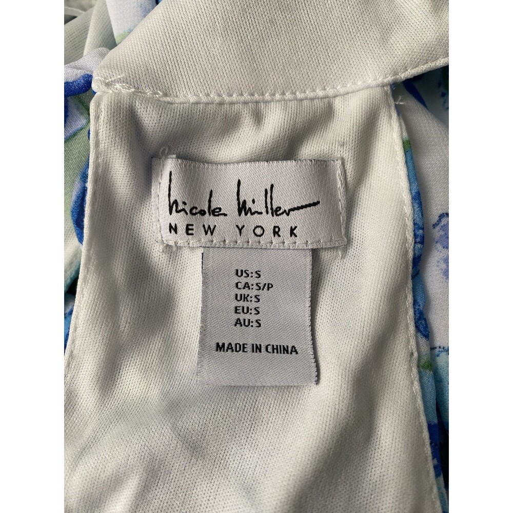 Nicole Miller NY Dress Floral Blue Green Midi - Picture 6 of 8